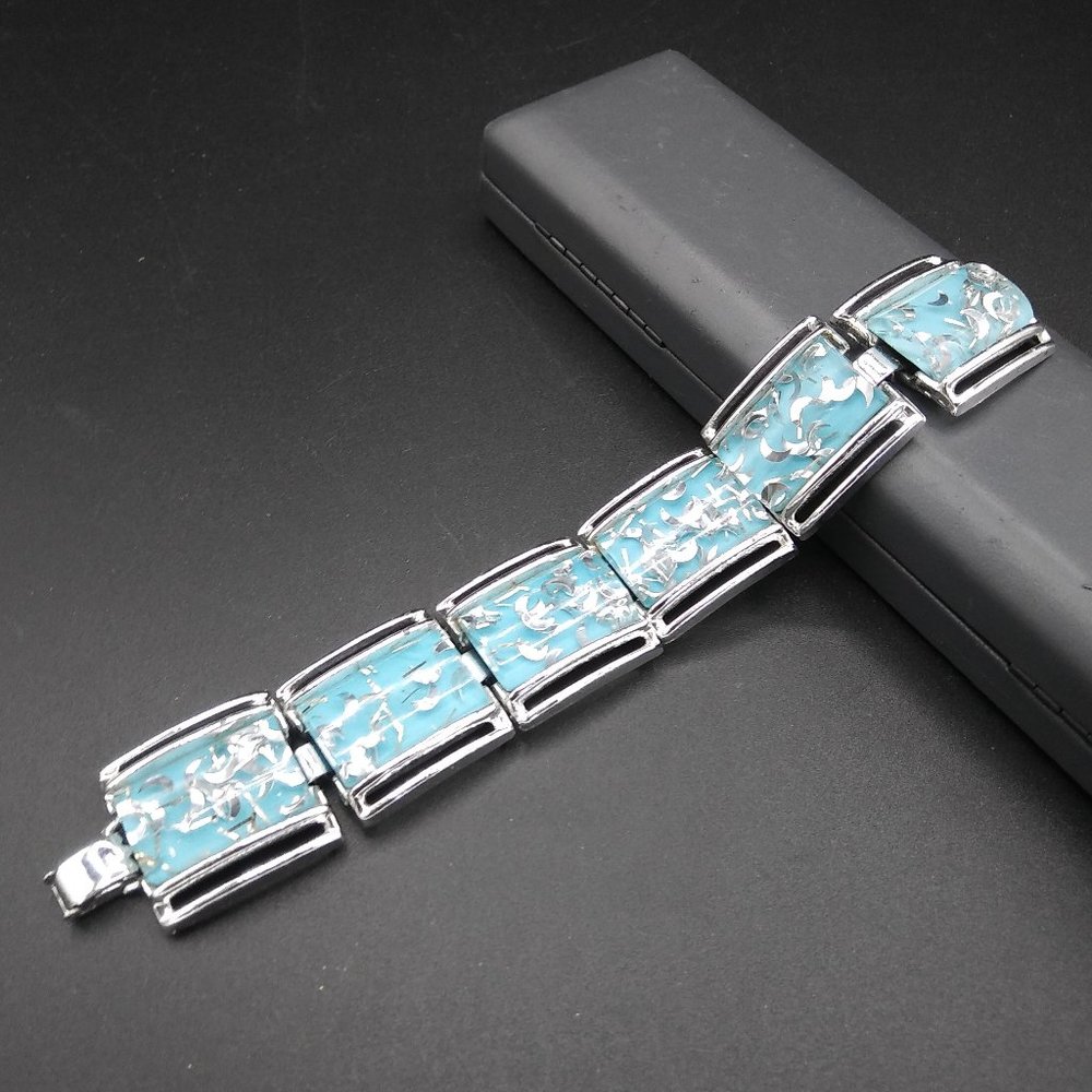 Vintage Aqua Lucite Bracelet Mid Century